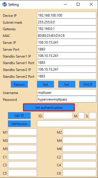 Add Hyperview MQTT credentials