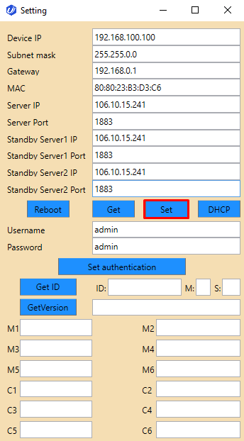 Set gateway settings